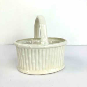 White Ceramic Basket Planter