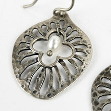 Load image into Gallery viewer, Hammered Sterling &amp; Pearl Earrings