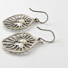 Load image into Gallery viewer, Hammered Sterling &amp; Pearl Earrings