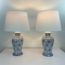Load image into Gallery viewer, Blue &amp; White Pottery Lamps