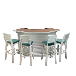 White Rattan Bar Set