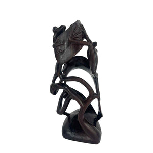 Carved Wooden Frogs Sculpture