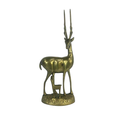 Mother & Child Brass Antelopes