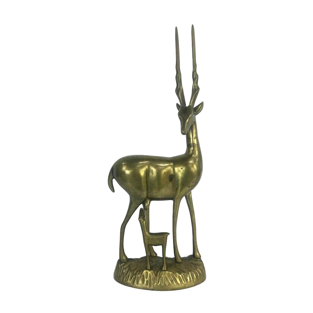 Mother & Child Brass Antelopes