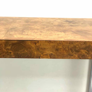 Burl & Chrome Sofa Table