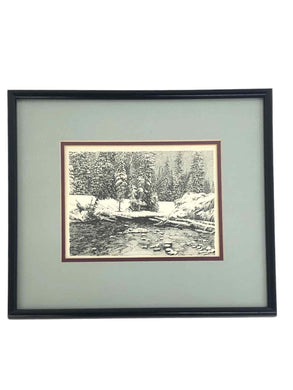 Frozen River Ink Drawing Print