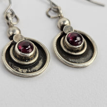Load image into Gallery viewer, Garnet Circle Earrings