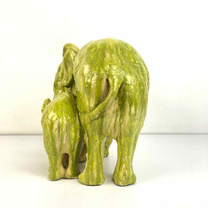 Green Plaster Elephants