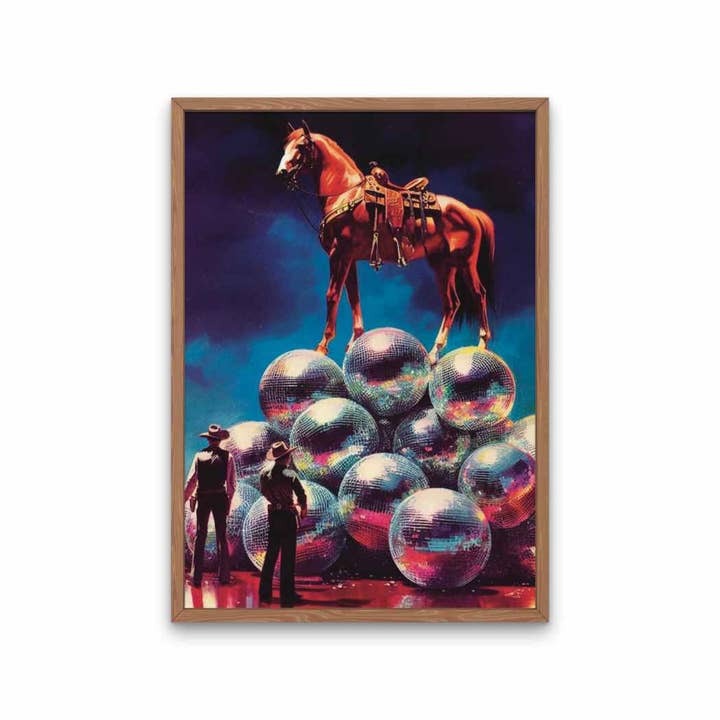 Disco Ball Cowboy & Horse Art Print