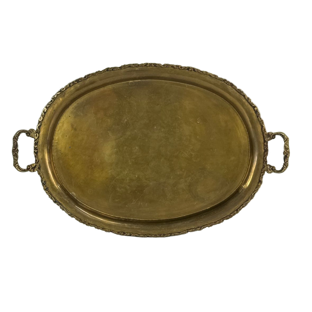 Ornate Oval Brass Tray