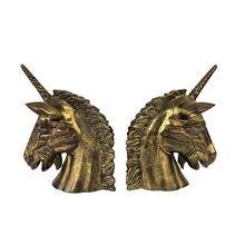 Load image into Gallery viewer, Brass Unicorn Head Bookends