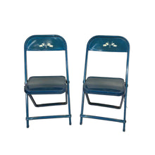 Load image into Gallery viewer, Blue Metal Folding Chairs