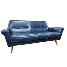 Load image into Gallery viewer, Navy Blue Leather Loveseat