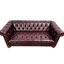 Load image into Gallery viewer, Burgundy Leather Chesterfield Sofa