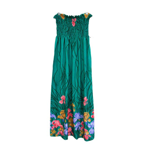 Green Floral Strapless Dress