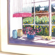 Load image into Gallery viewer, Floral Window Watercolor Scene