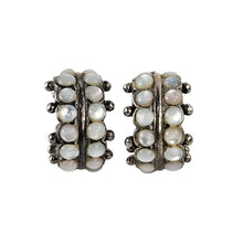 Load image into Gallery viewer, Moonstone Sterling Hoop Earrings