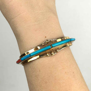 Gold, Turquoise & Coral Bracelet