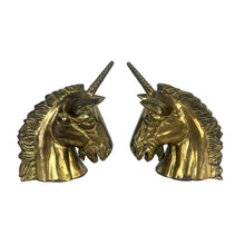 Load image into Gallery viewer, Brass Unicorn Head Bookends