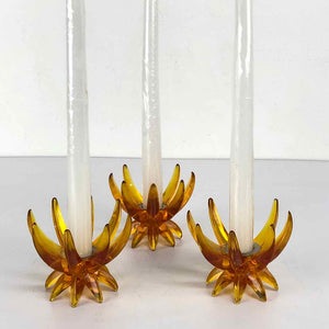 Modern Amber Lucite Candleholders
