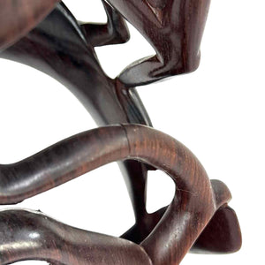Carved Wooden Frogs Sculpture