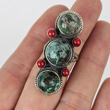 Load image into Gallery viewer, Turquoise &amp; Coral Statement Ring