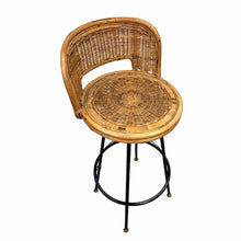 Load image into Gallery viewer, Wicker &amp; Iron Stool
