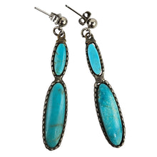 Load image into Gallery viewer, Long Sterling &amp; Turquoise Earrings