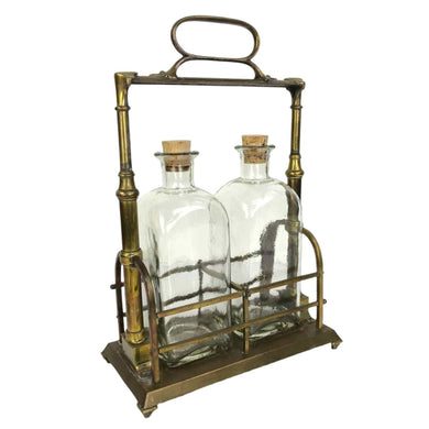 Brass Decanters Caddy Set