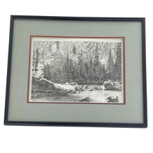 Load image into Gallery viewer, Mountain River Ink Drawing Print