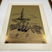 Load image into Gallery viewer, Gold Oil &amp; Gas Rig Site Print