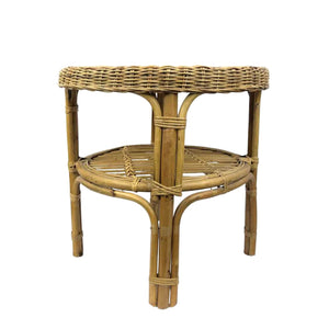 Round Wicker End Table