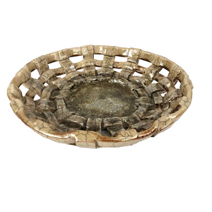 Woven Crackle Pottery Bowl