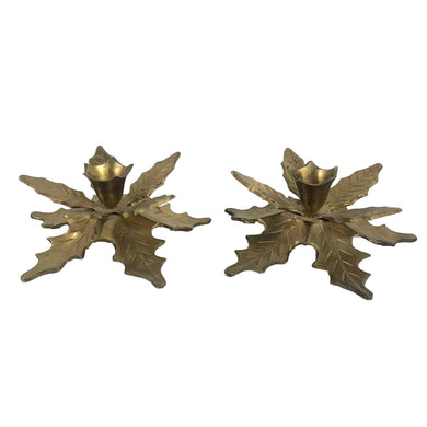Brass Holly Candleholders