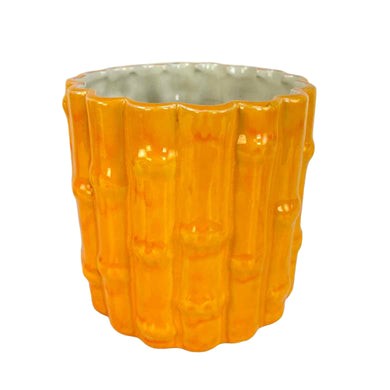 Orange Faux Bamboo Planter