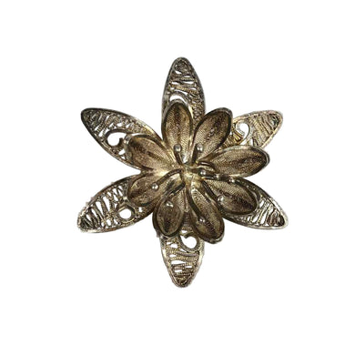 Sterling Filigree Flower Brooch
