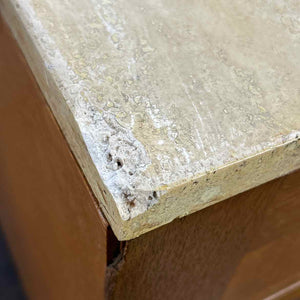 Tiger Oak & Travertine Console
