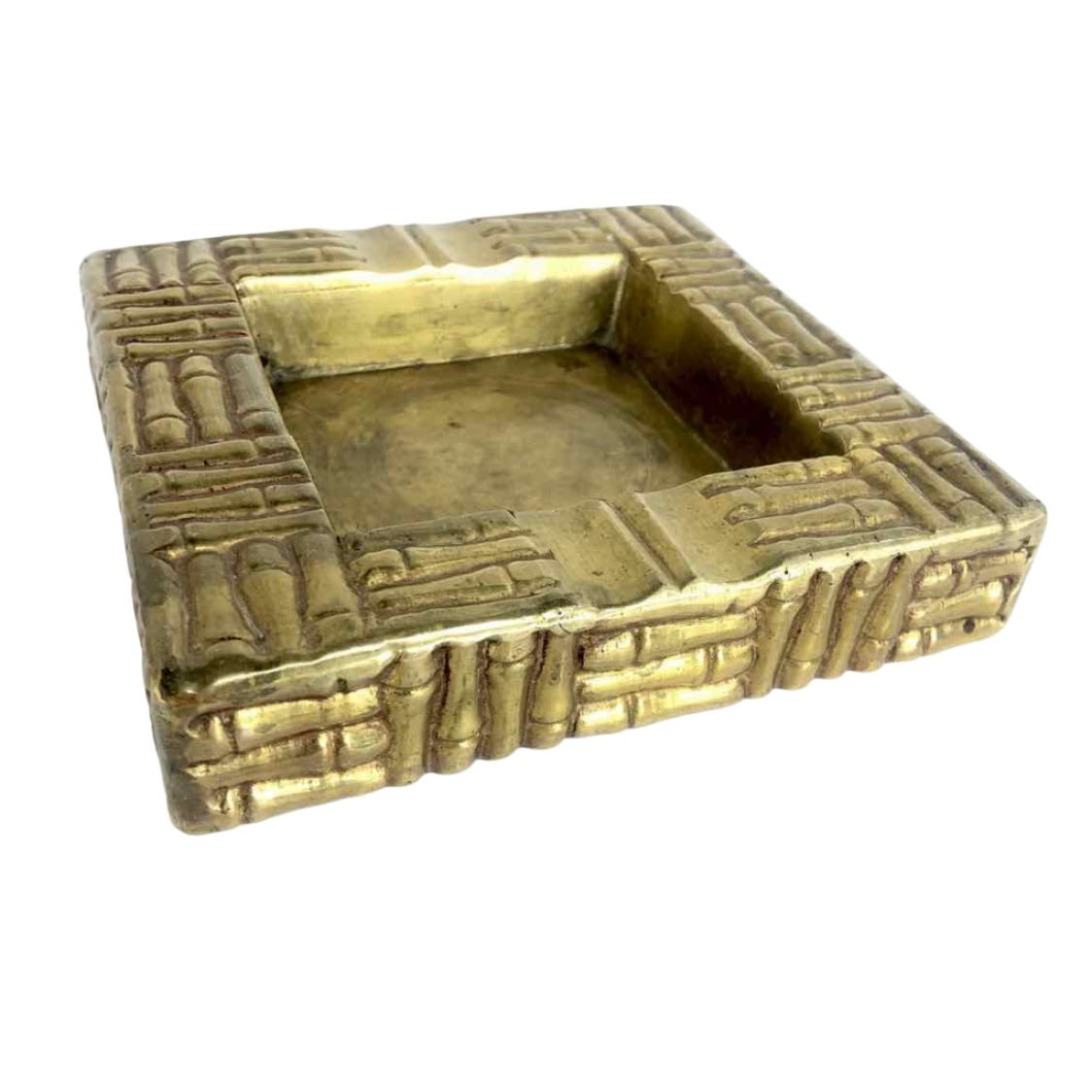 Faux Bamboo Brass Ashtray