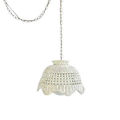 White Wicker Swag Lamp
