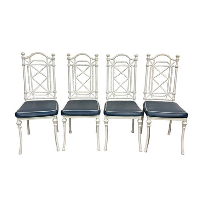 White Faux Bamboo Metal Chairs