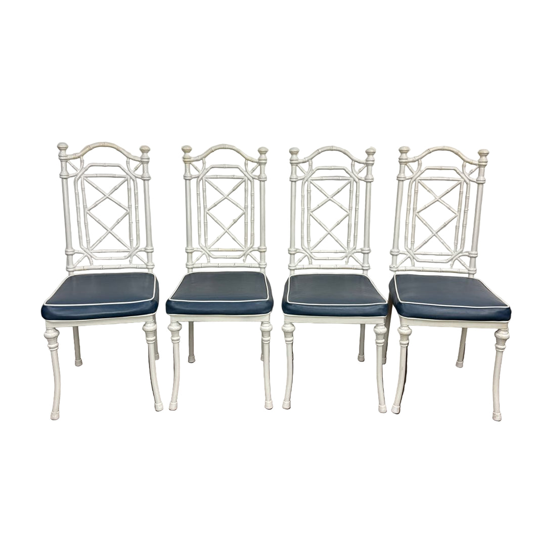 White Faux Bamboo Metal Chairs