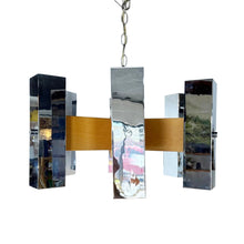 Load image into Gallery viewer, Modern Oak &amp; Chrome Chandelier