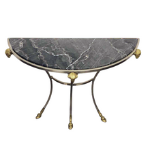Load image into Gallery viewer, Black Marble Demilune Table