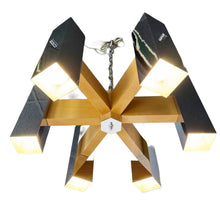 Load image into Gallery viewer, Modern Oak &amp; Chrome Chandelier