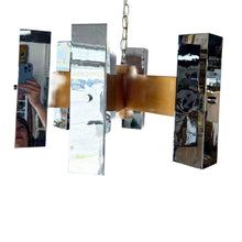 Load image into Gallery viewer, Modern Oak &amp; Chrome Chandelier