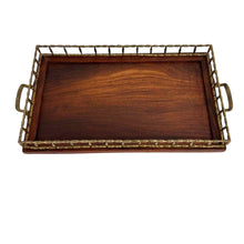 Load image into Gallery viewer, Bamboo Brass &amp; Wood Tray