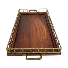 Load image into Gallery viewer, Bamboo Brass &amp; Wood Tray