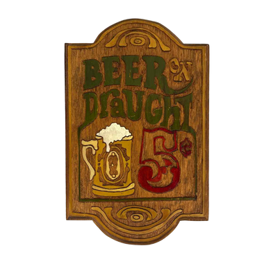 Carved Wooden Beer Sign