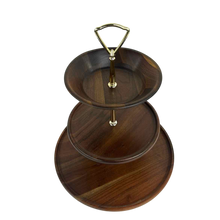 Load image into Gallery viewer, Tiered Walnut Serving Tray