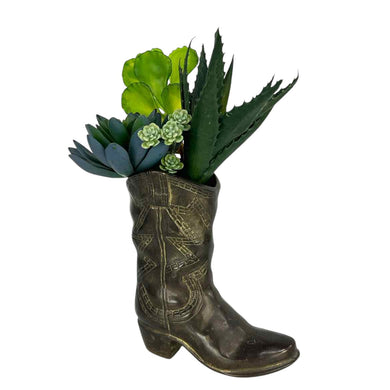Brass Cowboy Boot Vase